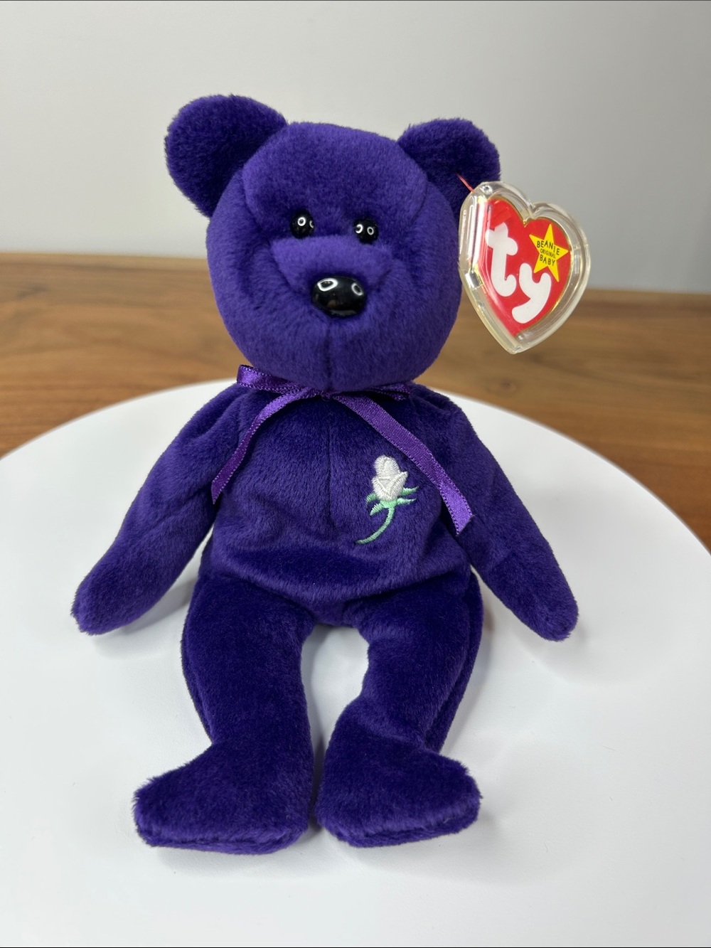 1997 TY Princess Diana Beanie Baby 💜 PVC Pellets • Pillow & Display Case